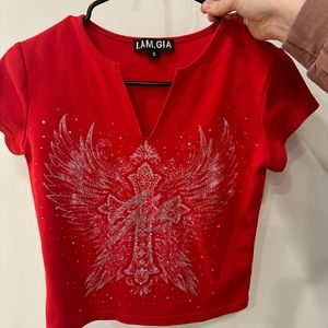 I am Gia red crop top size small